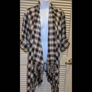 Fringe Flannel Sweater Cardigan